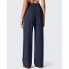 imageG4Free ShiftReady Womens Wide Leg Dress Yoga Pants with Pockets Two Front Pleated Casual Slack High Waist Work TrousersDark Navy