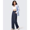 imageG4Free ShiftReady Womens Wide Leg Dress Yoga Pants with Pockets Two Front Pleated Casual Slack High Waist Work TrousersDark Navy