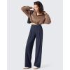 imageG4Free ShiftReady Womens Wide Leg Dress Yoga Pants with Pockets Two Front Pleated Casual Slack High Waist Work TrousersDark Navy