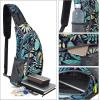 imageG4Free Sling Bag for Men Women Small Crossbody Backpack Lightweight Chest Shoulder Bags for Travel Outdoor and Sports BlackBlue Leaf