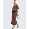 imageG4Free Smoofit Maxi Skirt for Women Modal Soft Drawstring Fall Casual Long Skirts Side Slits Lounge with 2 PocketsCoffee Brown
