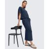 imageG4Free Smoofit Modal Soft Boxy Tee Shirts for Women Short Sleeve Drop Shoulder Crew Neck Basic Tops Casual LoungeDark Navy