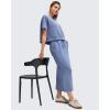 imageG4Free Smoofit Modal Soft Boxy Tee Shirts for Women Short Sleeve Drop Shoulder Crew Neck Basic Tops Casual LoungeDenim Blue