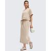 imageG4Free Smoofit Modal Soft Boxy Tee Shirts for Women Short Sleeve Drop Shoulder Crew Neck Basic Tops Casual LoungeLight Khaki