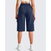 imageG4Free Smoofit Modal Soft Capri Yoga Pants for Women 13quot Knee Length Wide Leg Cargo Sweatpants Travel Casual Bermuda ShortsDark Blue