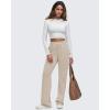 imageG4Free Smoofit Modal Soft Wide Leg Sweatpants for Women High Waisted Casual Lounge Travel Pants with PocketsLight Khaki