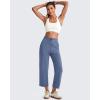 imageG4Free Smoofit Modal Soft Women Wide Leg Capri Sweatpants Adjustable Shockcord High Waist Casual Cropped Pants with PocketsDenim Blue
