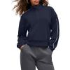 imageG4Free Smoofit Modal Soft Womens HalfZip Sweatshirts Pullover Mock Neck Casual Tops with PocketsDark Navy