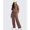 imageG4Free Smoofit Modal Soft Womens Wide Leg Sweatpants High Waisted Drawstring Side Slit Casual Lounge Pants with PocketsCoffee Brown
