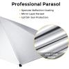 imageG4Free UPF 50 Adjustable Beach Umbrella XL with Universal Clamp for Chair Stroller Wheelchair Golf Cart Bleacher PatioLake BlueSilver