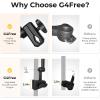 imageG4Free UPF 50 Adjustable Beach Umbrella XL with Universal Clamp for Chair Stroller Wheelchair Golf Cart Bleacher PatioLake BlueSilver