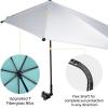 imageG4Free UPF 50 Adjustable Beach Umbrella XL with Universal Clamp for Chair Stroller Wheelchair Golf Cart Bleacher PatioLake BlueSilver