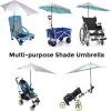 imageG4Free UPF 50 Adjustable Beach Umbrella XL with Universal Clamp for Chair Stroller Wheelchair Golf Cart Bleacher PatioLake BlueSilver