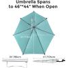 imageG4Free UPF 50 Adjustable Beach Umbrella XL with Universal Clamp for Chair Stroller Wheelchair Golf Cart Bleacher PatioLake BlueSilver