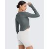 imageG4Free UPF 50 Rash Guard for Women Long Sleeve Workout Tops Lightweight Crop Length Sun Shirts UV Protection Athletic HikingGrey Sage