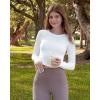 imageG4Free UPF 50 Rash Guard for Women Long Sleeve Workout Tops Lightweight Crop Length Sun Shirts UV Protection Athletic HikingWhite