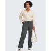 imageG4Free Wide Leg Fleece Lined Pants Women Drawstring Waist Winter Work Pants with Pockets for Casual OfficeDark Gray