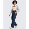 imageG4Free Wide Leg Fleece Lined Pants Women Drawstring Waist Winter Work Pants with Pockets for Casual OfficeNavy