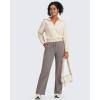 imageG4Free Wide Leg Fleece Lined Pants Women Drawstring Waist Winter Work Pants with Pockets for Casual OfficeTaupe