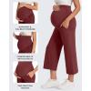 imageG4Free Wide Leg Maternity Yoga Capris Over The Belly Stretch Pregnancy Cropped Pants with PocketsDark Burgundy