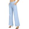 imageG4Free Wide Leg Pants for Women Loose Yoga Pants with Pockets PetiteRegularTall Stretch Casual Lounge PantsBaby Blue