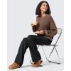 imageG4Free Women Fleece Lined Pants with Pockets Wide Leg Winter Thermal Work Trousers Dressy Casual PetiteRegularTallBlack