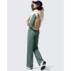 imageG4Free Women Fleece Lined Pants with Pockets Wide Leg Winter Thermal Work Trousers Dressy Casual PetiteRegularTallDark Forest Green
