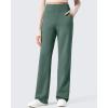 imageG4Free Women Fleece Lined Pants with Pockets Wide Leg Winter Thermal Work Trousers Dressy Casual PetiteRegularTallDark Forest Green