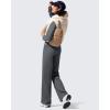 imageG4Free Women Fleece Lined Pants with Pockets Wide Leg Winter Thermal Work Trousers Dressy Casual PetiteRegularTallDeep Grey