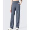 imageG4Free Women Fleece Lined Pants with Pockets Wide Leg Winter Thermal Work Trousers Dressy Casual PetiteRegularTallSlate Gray