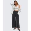 imageG4Free Women Lightweight Wide Leg Ankle Track Pants with Pockets Stretchy Casual Travel TrousersBlack