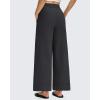 imageG4Free Women Lightweight Wide Leg Ankle Track Pants with Pockets Stretchy Casual Travel TrousersBlack
