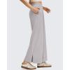 imageG4Free Women Lightweight Wide Leg Ankle Track Pants with Pockets Stretchy Casual Travel TrousersChrim Gray
