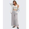 imageG4Free Women Lightweight Wide Leg Ankle Track Pants with Pockets Stretchy Casual Travel TrousersChrim Gray