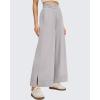 imageG4Free Women Lightweight Wide Leg Ankle Track Pants with Pockets Stretchy Casual Travel TrousersChrim Gray