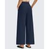 imageG4Free Women Lightweight Wide Leg Ankle Track Pants with Pockets Stretchy Casual Travel TrousersDark Navy