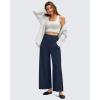 imageG4Free Women Lightweight Wide Leg Ankle Track Pants with Pockets Stretchy Casual Travel TrousersDark Navy