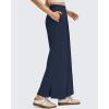 imageG4Free Women Lightweight Wide Leg Ankle Track Pants with Pockets Stretchy Casual Travel TrousersDark Navy