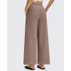 imageG4Free Women Lightweight Wide Leg Ankle Track Pants with Pockets Stretchy Casual Travel TrousersMocha Cream