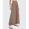 imageG4Free Women Lightweight Wide Leg Ankle Track Pants with Pockets Stretchy Casual Travel TrousersMocha Cream