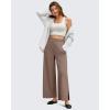 imageG4Free Women Lightweight Wide Leg Ankle Track Pants with Pockets Stretchy Casual Travel TrousersMocha Cream
