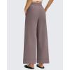 imageG4Free Women Lightweight Wide Leg Ankle Track Pants with Pockets Stretchy Casual Travel TrousersTaupe