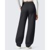imageG4Free Womens Fleece Lined Sweatpants High Waisted Wide Leg Pants with Pockets Winter Warm Trousers CasualBlack
