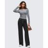 imageG4Free Womens Wide Leg Pants Casual High Waisted Yoga Pants with 4 Pockets StretchBlack