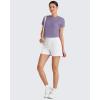 imageG4Free Workout Shirts Women Loose Fit Short Sleeve Tops Stretchy Yoga Gym Summer Soft Lightweight Casual Exercise TshirtsGray PurpleM