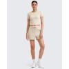imageG4Free Workout Shirts Women Slim Fit Athletic Gym Work Out Tops Crop Short Sleeve Basic Yoga Tshirts Casual SummerLight Khaki