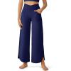 imageG4Free 252729 Wide Leg Pants for Women Ankle Length Loose Yoga Cross High Waist Dance Casual Pants with PocketsRoyal Blue