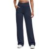 imageG4Free BareFeel High Stretch Women Wide Leg Yoga Pants Cross Waist Casual Trousers with Zipper Pockets 29quot31quot33quotDark Navy
