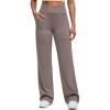 imageG4Free BareFeel High Stretch Women Wide Leg Yoga Pants Cross Waist Casual Trousers with Zipper Pockets 29quot31quot33quotTaupe