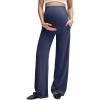 imageG4Free BareFeel Maternity Dress Yoga Pants with Pockets Over The Belly Stretchy Work Slack Pregnancy Wide Leg Casual TrousersRoyal Blue